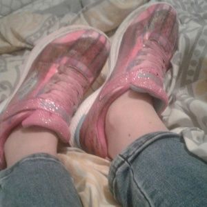 Pink running shoes